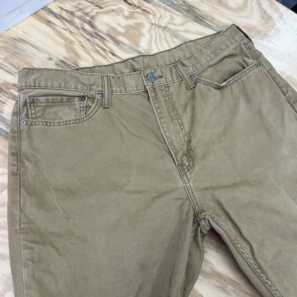 Levis 514 Jeans Mens 38X32 (36X31) Khaki Tan Straight Leg 100% Cotton Chino